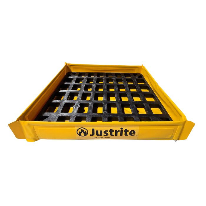 25.5&rdquo; x 25.5&rdquo; x 4&rdquo;, 8 Gallon Capacity, Folding Utility Tray with Grate, Yellow - 28587