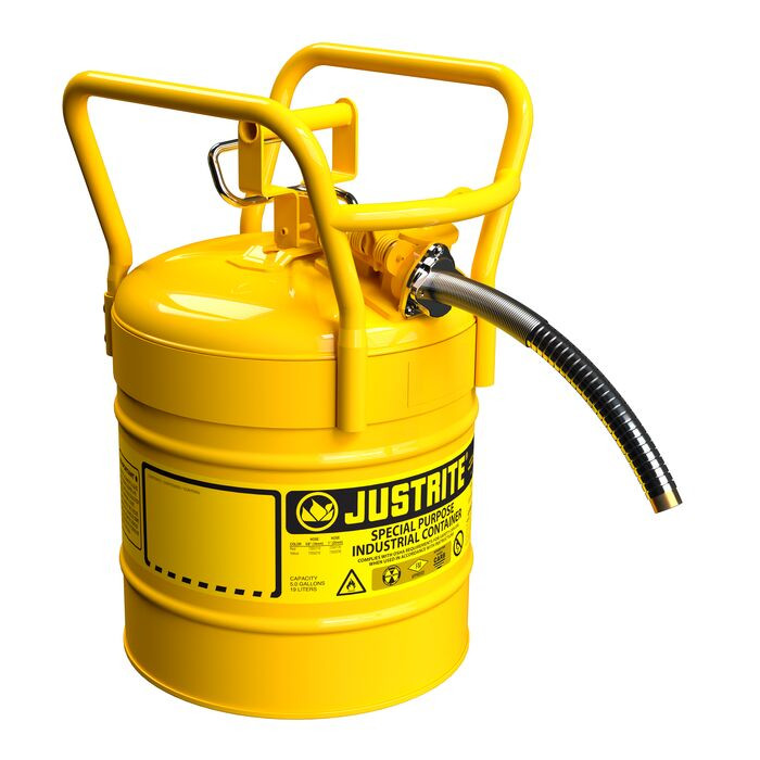 5 Gallon, 1" Metal Hose, Roll Bars, DOT Transport Steel Safety Can for Diesel, Type II, Accuflow™, Yellow - 7350230
