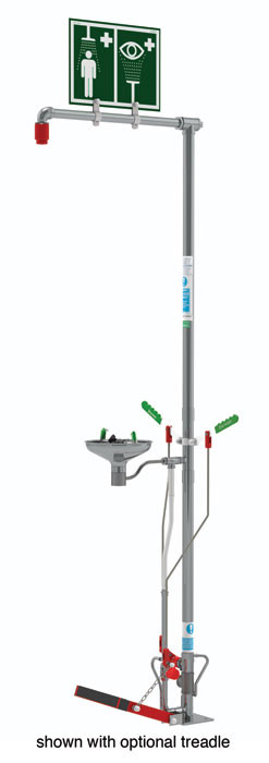 Floor Mount, Open Stainless Steel Bowl, Self-Draining Hughes Combination Shower, Stainless Steel Pipe - SD18GS85G