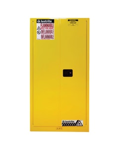 60 Gallon, 2 Shelves, 2 Doors, Self Close, Flammable Cabinet, Sure-Grip® EX, Yellow - 896020 60 Gallon, 2 Shelves, 2 Doors, Self Close, Flammable Cabinet, Sure-Grip® EX, Yellow - 896020