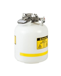5 Gallon, Polyethylene Quick-Disconnect Disposal Safety Can, Polypropylene Fittings for 3/8" Tubing, White - PP12755 5 Gallon, Polyethylene Quick-Disconnect Disposal Safety Can, Polypropylene Fittings for 3/8" Tubing, White - PP12755